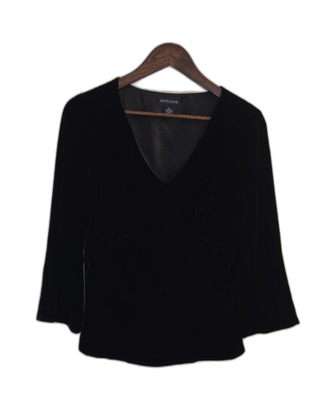 Ann Taylor Black Velvet V-Neck Women's Top Womens Size 8